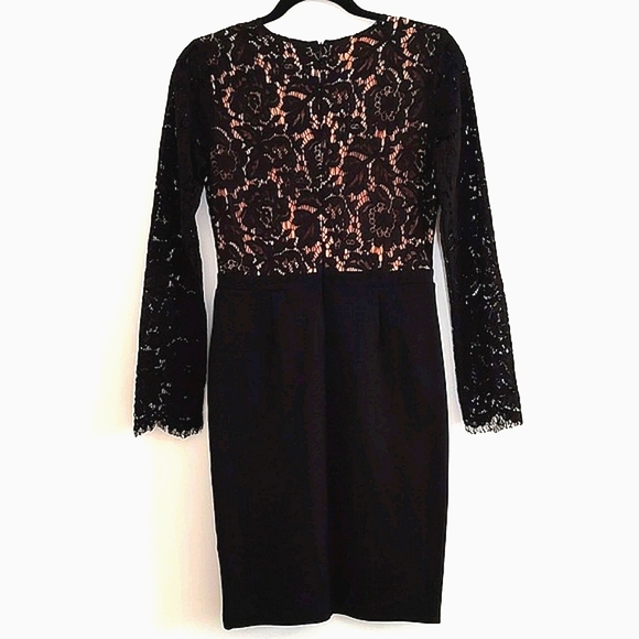 Lulu's Womens Deep V-Neck Bodycon Black Stretch Lace Midi Dress/Size M - Picture 2 of 10